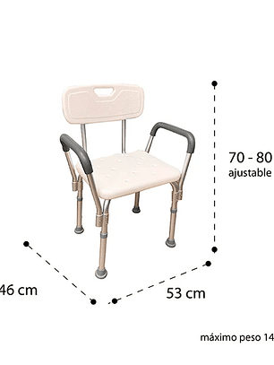 Silla de ducha para baño con apoya brazos acolchados - Premium Care