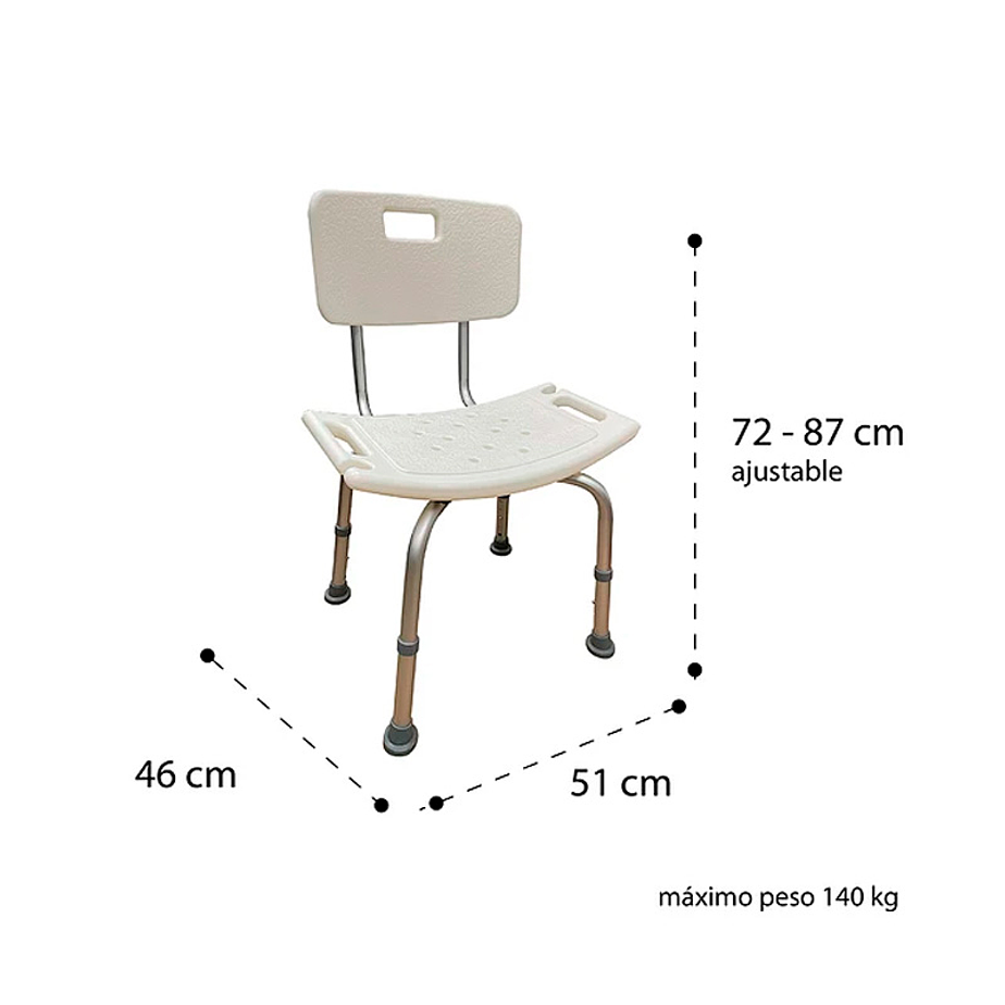 Silla de ducha para baño con respaldo - Premium Care 2