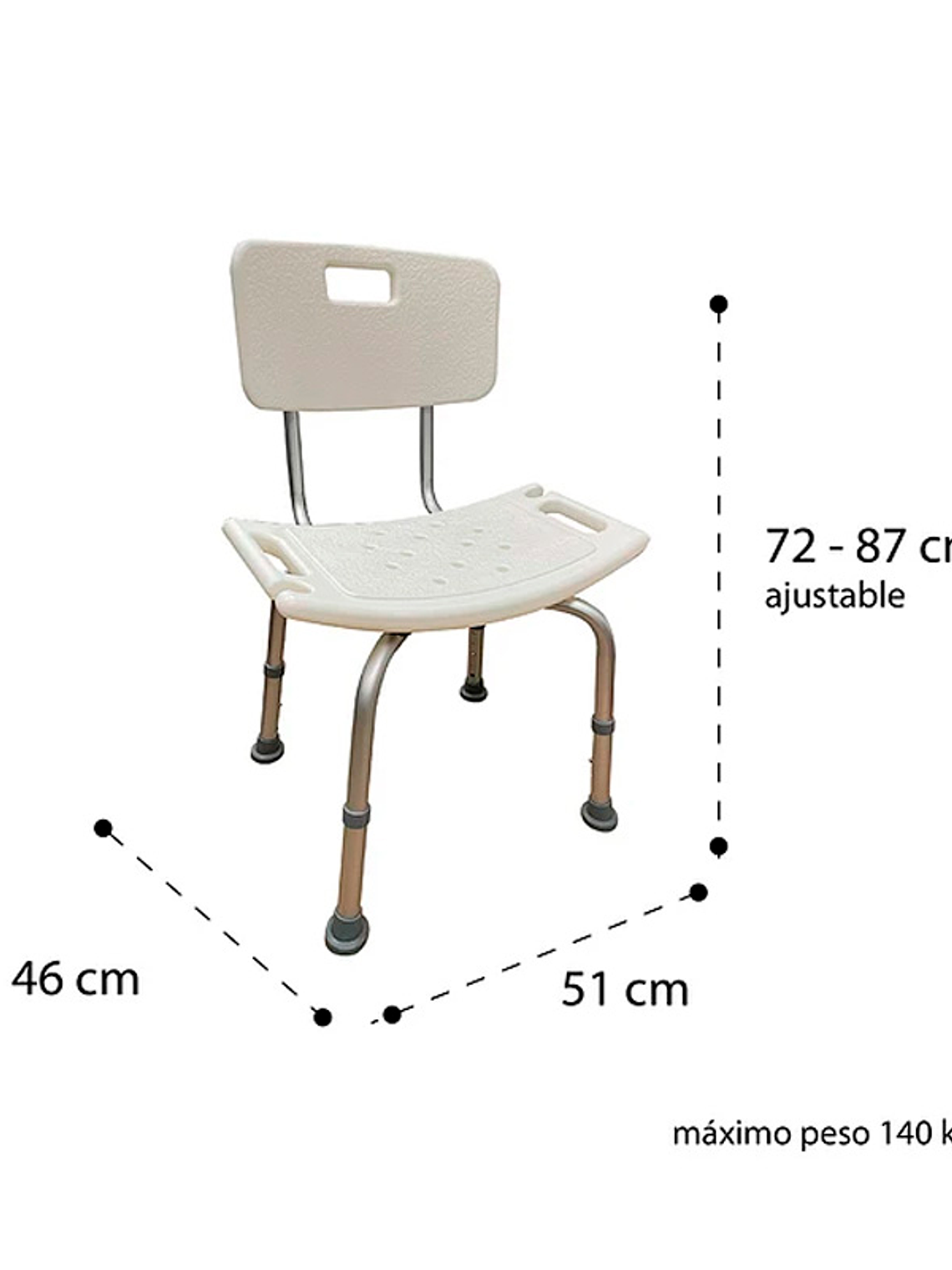 Silla de ducha para baño con respaldo - Premium Care 2