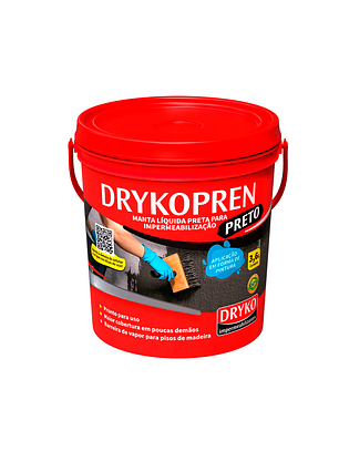 Membrana Líquida Asfáltica Impermeabilizante Drykopren Preto 3,6lts 