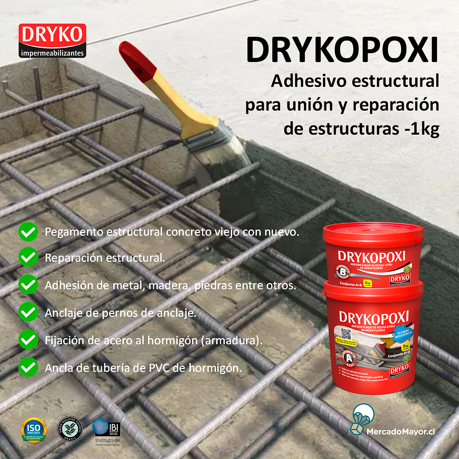 Adhesivo estructural para unión y reparación de estructuras Drykopoxi - 1kg.  2