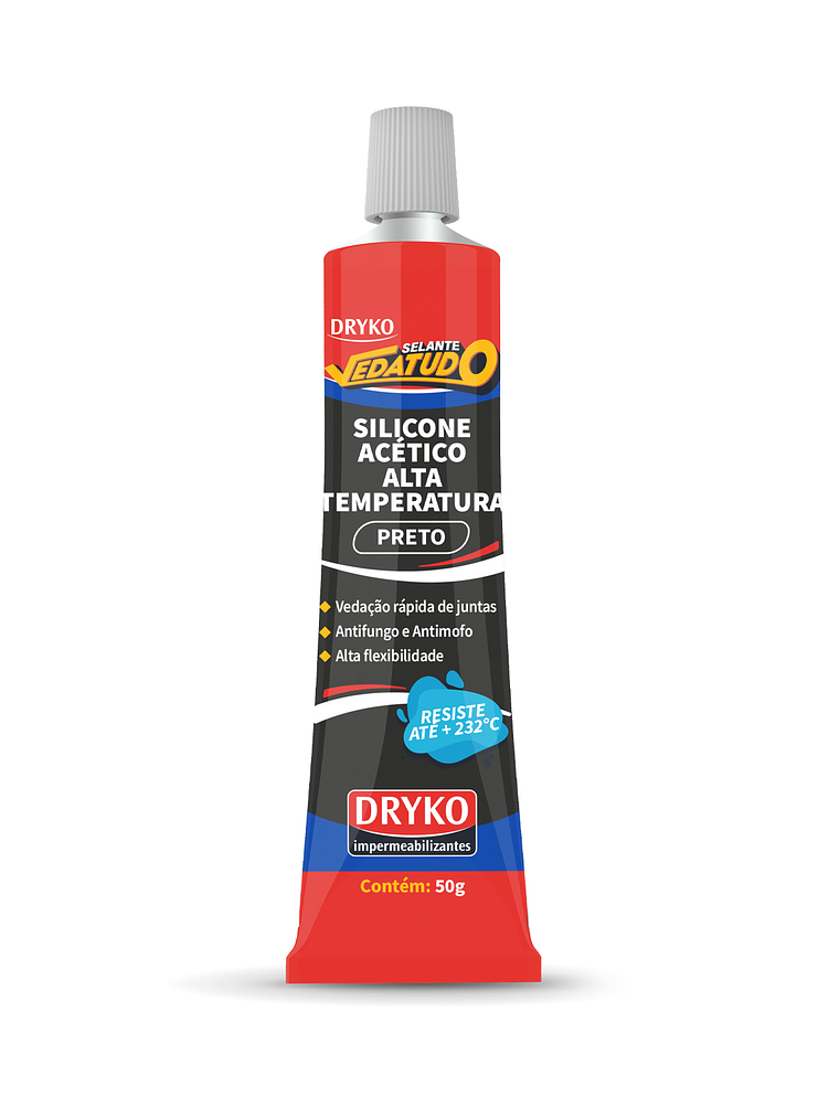 Silicona Acético para altas temperaturas Dryko Vedatudo 50gr. Negro. 1