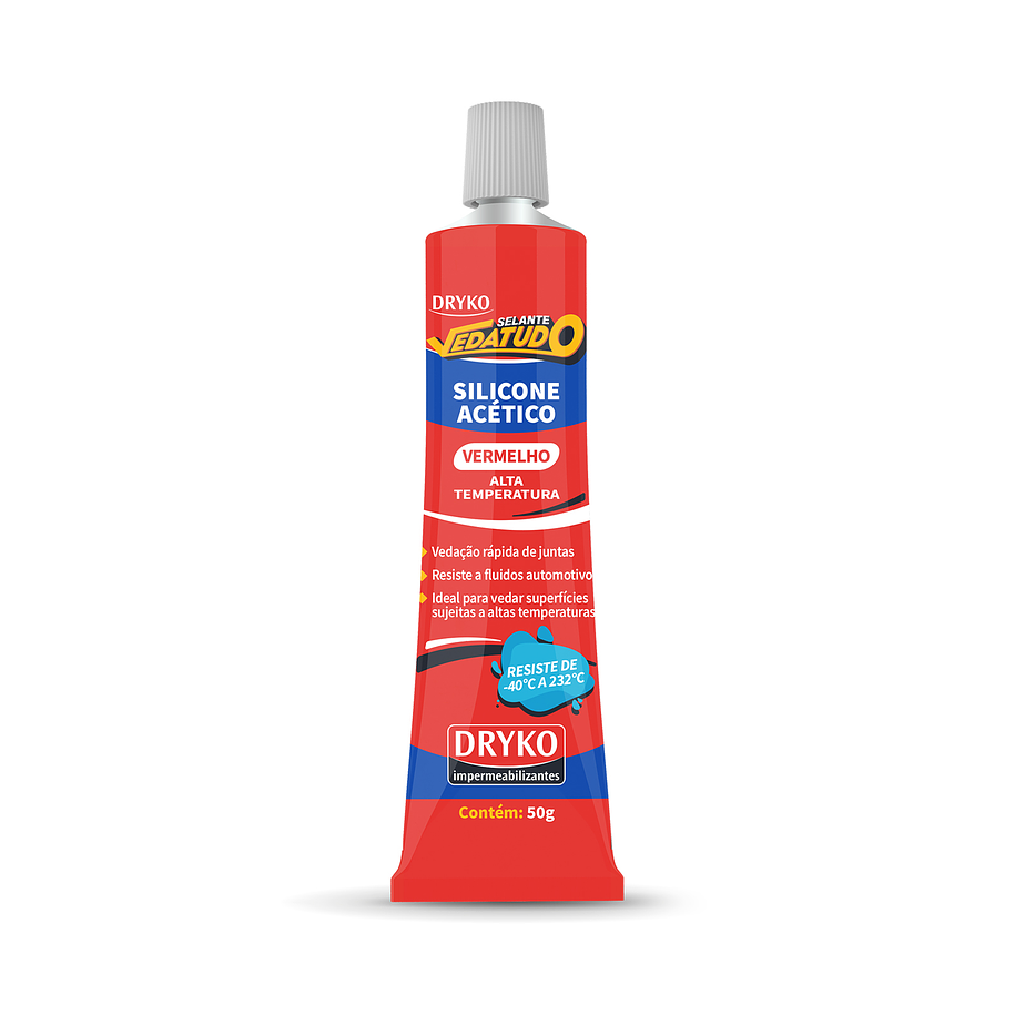 Silicona Acético para altas temperaturas Dryko Vedatudo 50gr. Rojo 1