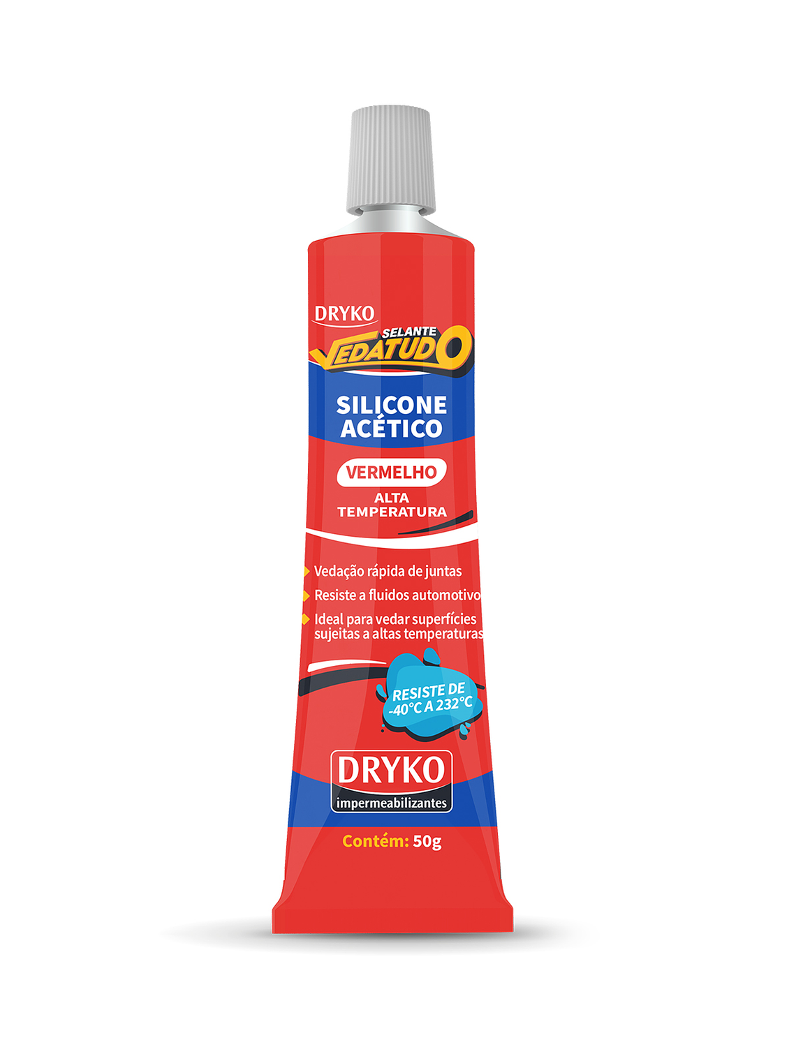 Silicona Acético para altas temperaturas Dryko Vedatudo 50gr. Rojo 1