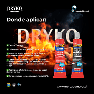 Silicona Acético para altas temperaturas Dryko Vedatudo 50gr. Negro.