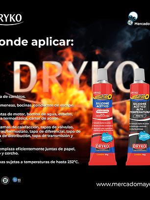 Silicona Acético para altas temperaturas Dryko Vedatudo 50gr. Rojo