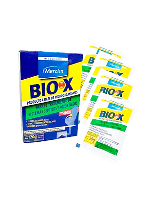 Bio X Tratamiento para sistemas sépticos y pozos ciegos Merclin/4 Dosis De 30g