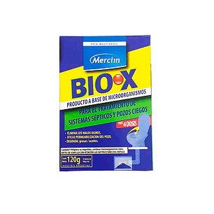 Bio X Tratamiento para sistemas sépticos y pozos ciegos Merclin/4 Dosis De 30g