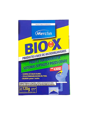 Bio X Tratamiento para sistemas sépticos y pozos ciegos Merclin/4 Dosis De 30g