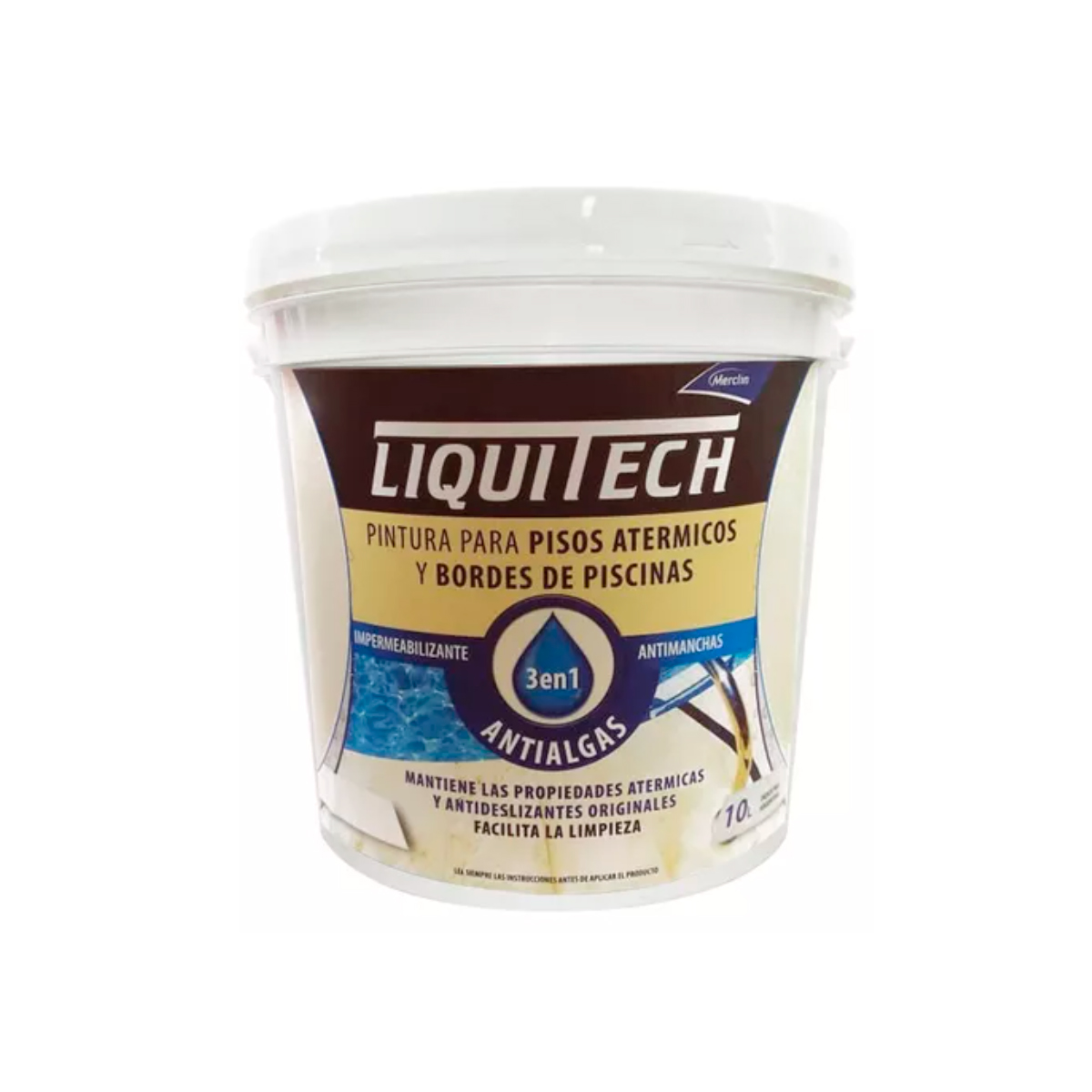 Pintura atérmica impermeabilizante pisos y bordes de piscinas 10L Liquitech