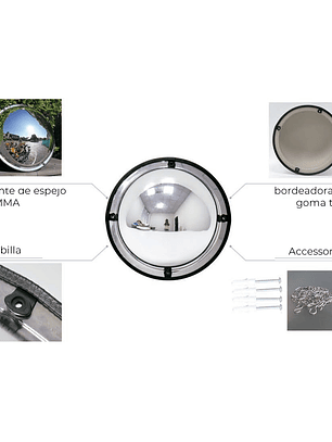 Espejo Panorámico 60cm tipo Domo 360°  Convexo de alta resistencia