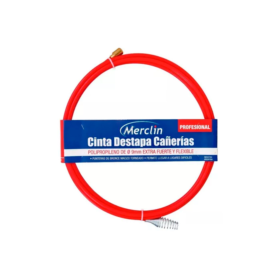 Cinta Destapa Cañerías Puntas Acero 5 Metros X 9 Mm Merclin 1
