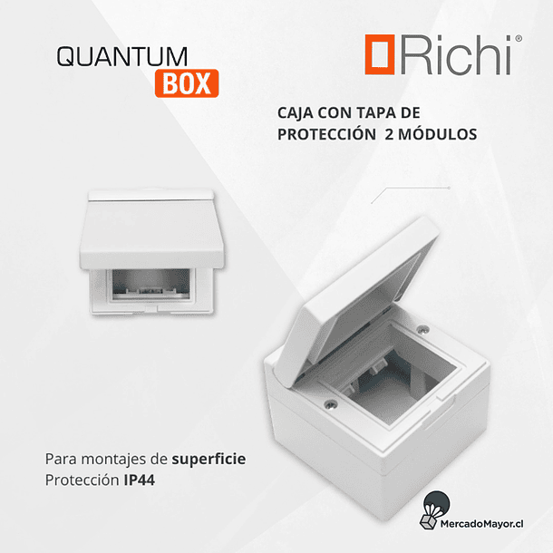 Caja superficie 80x80mm 2 Módulos con tapa de protección Richi /Blanco 7