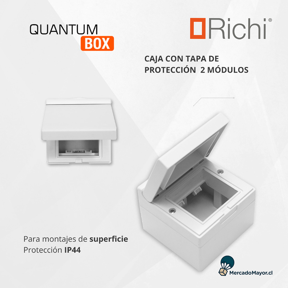Caja superficie 80x80mm 2 Módulos con tapa de protección Richi /Blanco 7