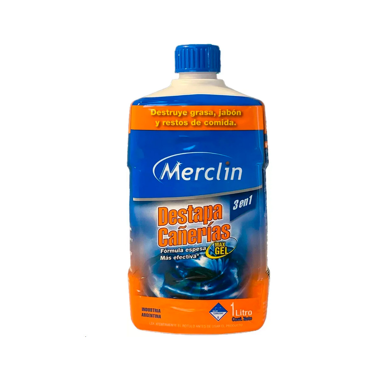 Destapa cañerías gel max 3 en 1  Merclin 1 Lts.