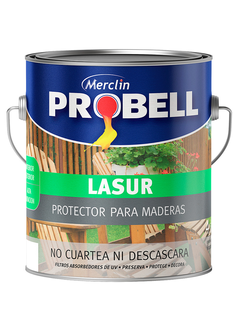 Pintura Protectora para maderas PROBELL LASUR BRILLANTE 4 Litros. 1