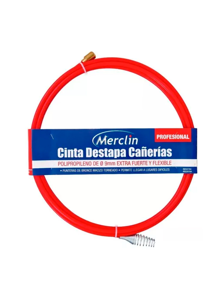 Cinta Destapa Cañerías Puntas Acero 20 Metros X 9 Mm Merclin 1