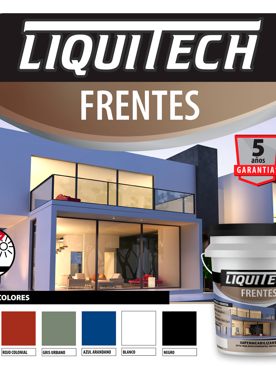 Impermeabilizante para frentes y muros Liquitech 4 Lts Colores 2