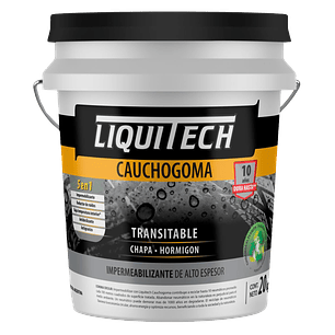 Pintura impermeabilizante sustentable y Transitable Caucho Goma Liquitech 20 Kg.  
