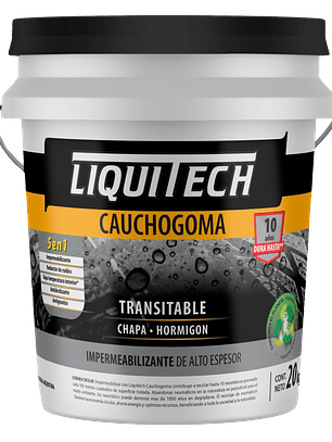 Pintura impermeabilizante sustentable y Transitable Caucho Goma Liquitech 20 Kg.  