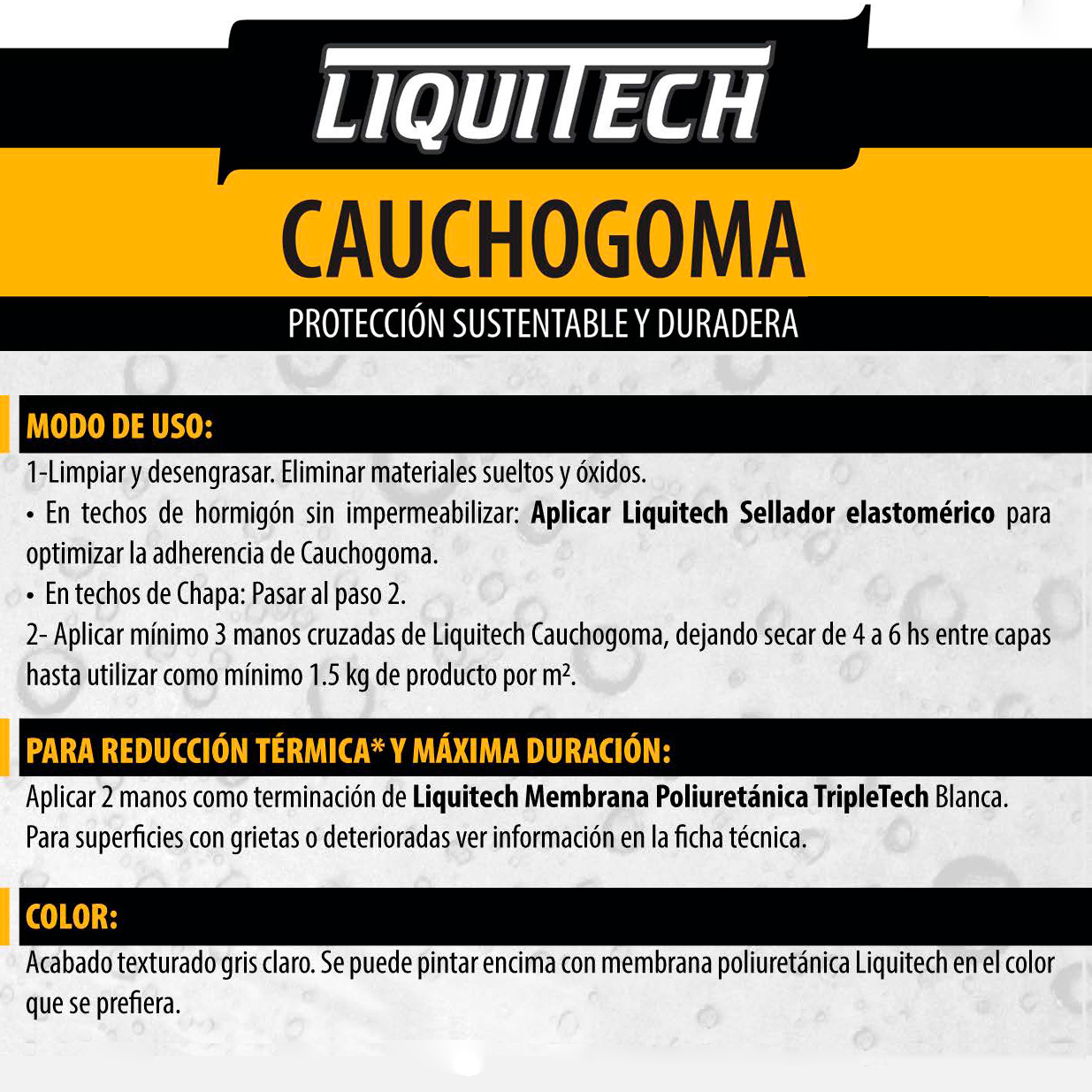 Pintura impermeabilizante sustentable y Transitable Caucho Goma Liquitech 20 Kg.   6