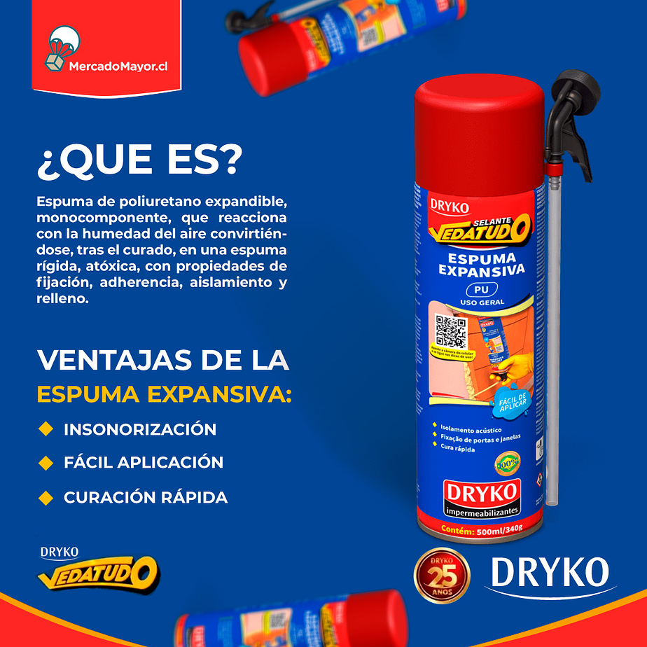 Espuma Expansiva Dryko Sellante Vedatudo - 500 ml / 340 g 3
