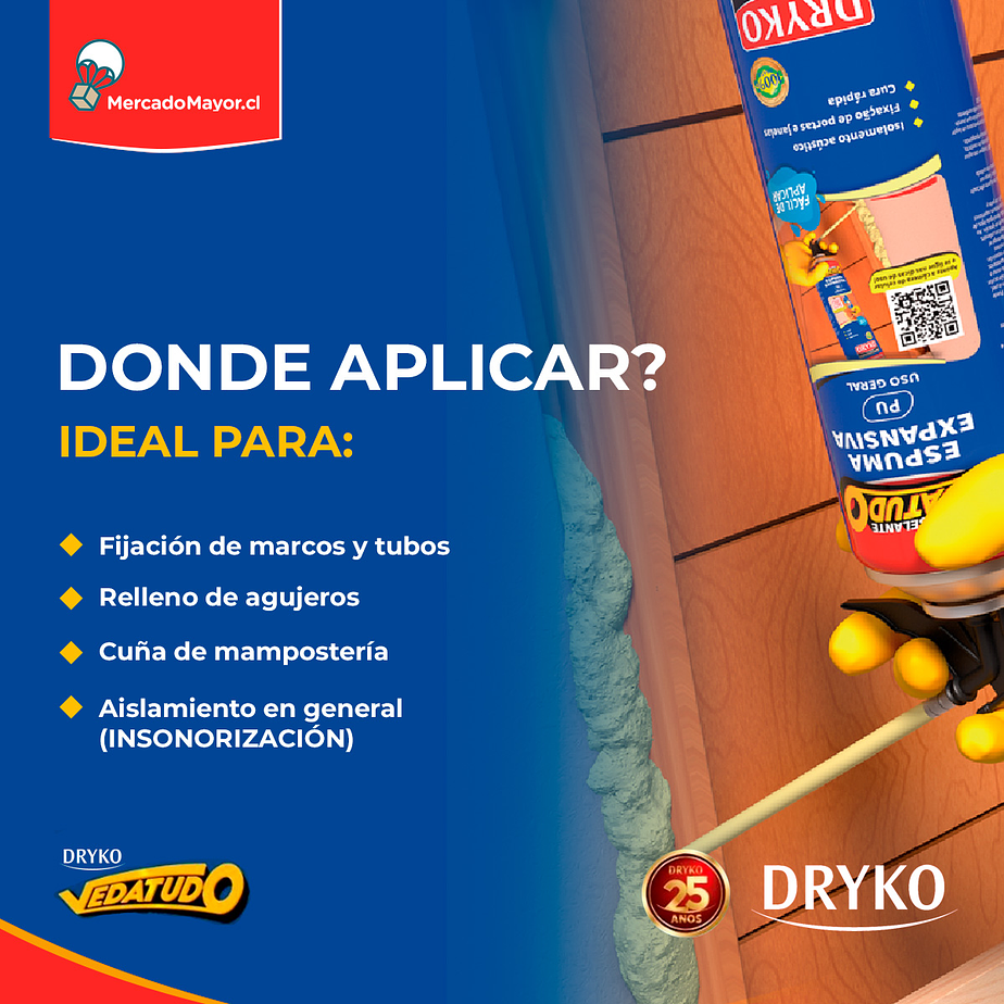 Espuma Expansiva Dryko Sellante Vedatudo - 500 ml / 340 g 4