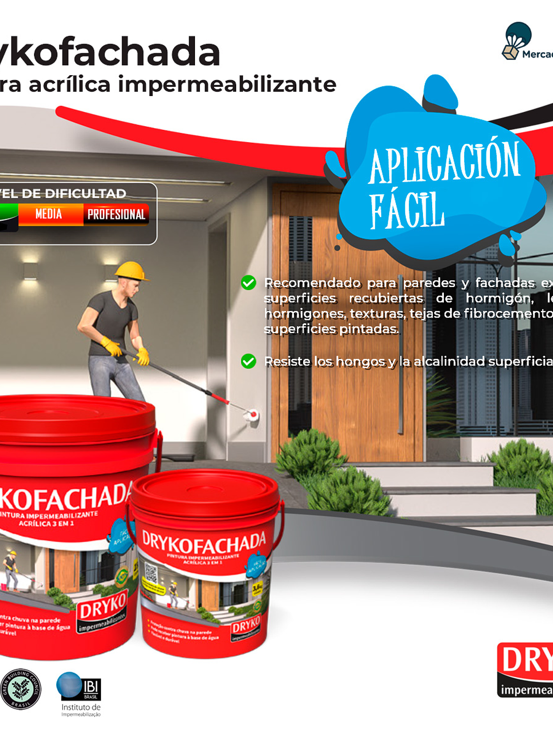 Pintura Impermeabilizante Fachadas Y Muros - Drykofachada  3