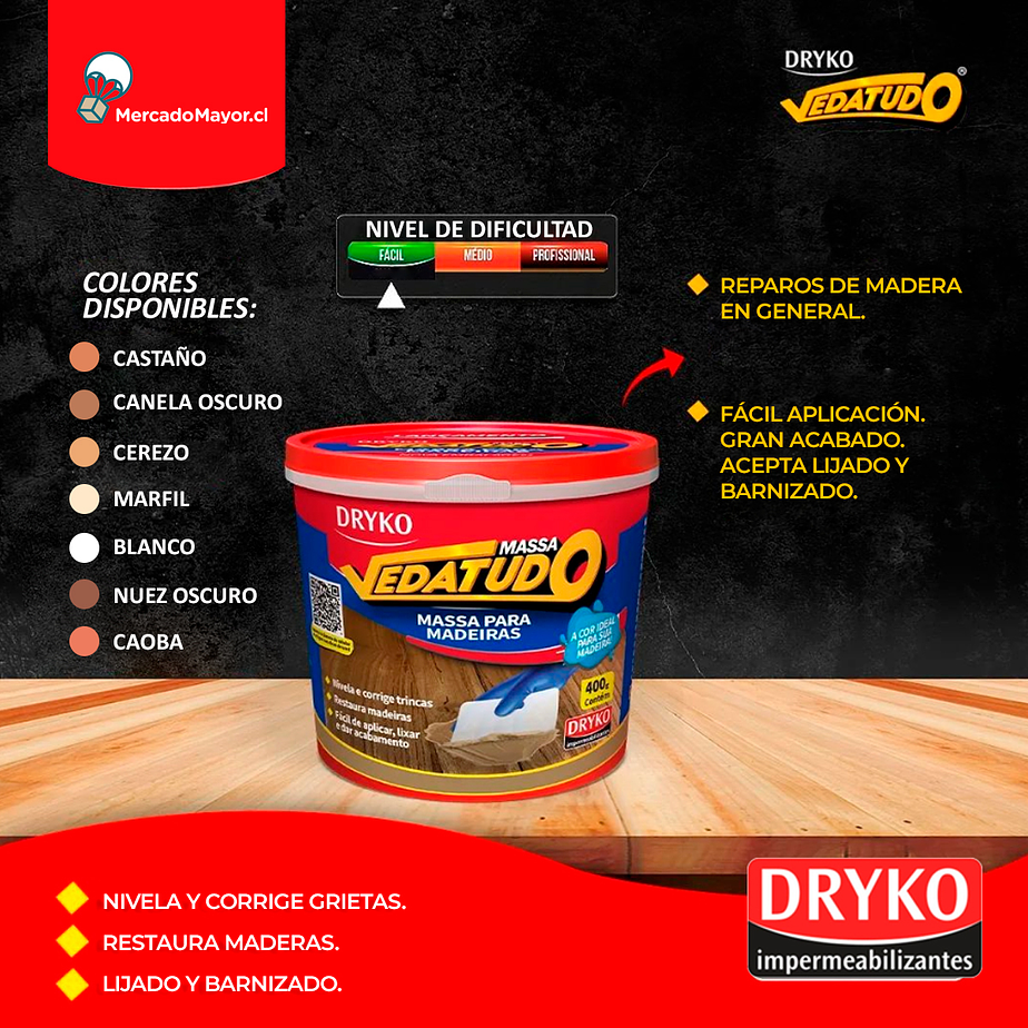 Masa Repara madera Dryko Vedatudo 400 Gr. 3