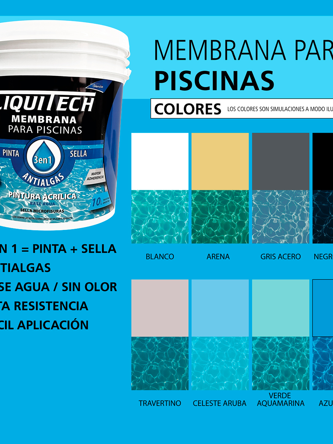 Pintura Membrana para Piscinas 10 Litros. Liquitech   2