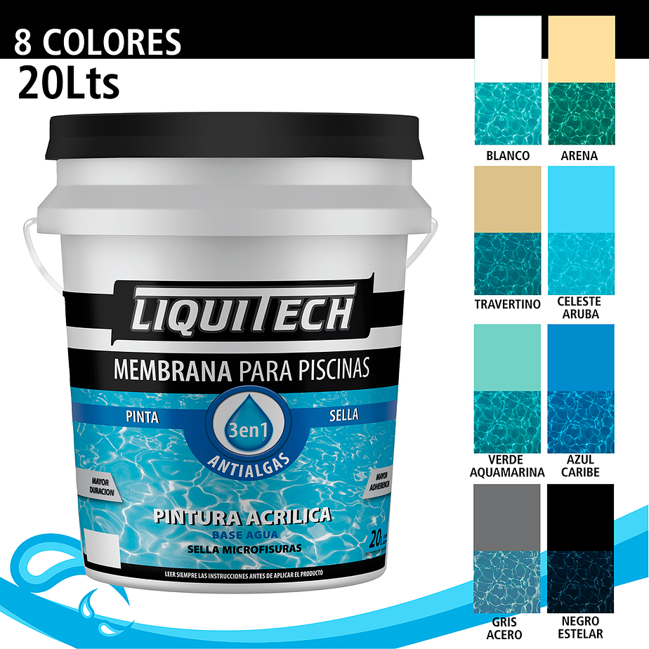 Pintura Membrana para Piscinas 10 Litros. Liquitech   8