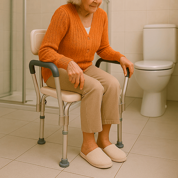 Silla de ducha para baño con apoya brazos acolchados - Premium Care 3