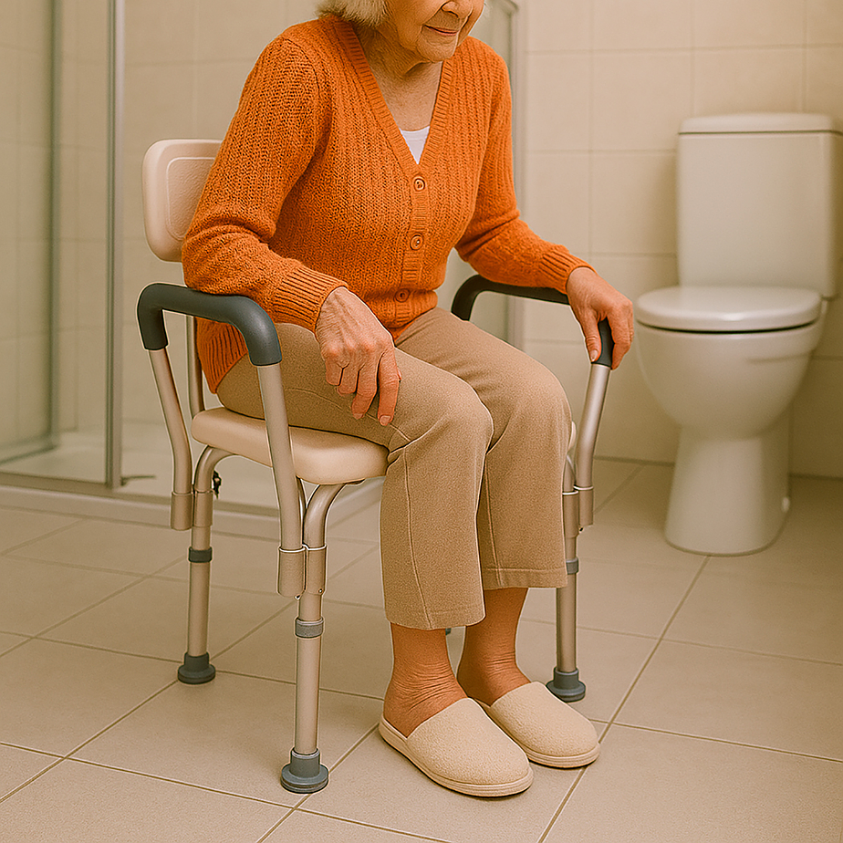 Silla de ducha para baño con apoya brazos acolchados - Premium Care 3