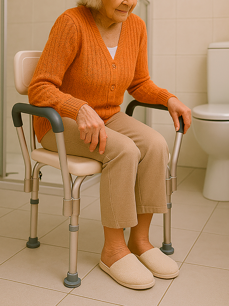 Silla de ducha para baño con apoya brazos acolchados - Premium Care 3