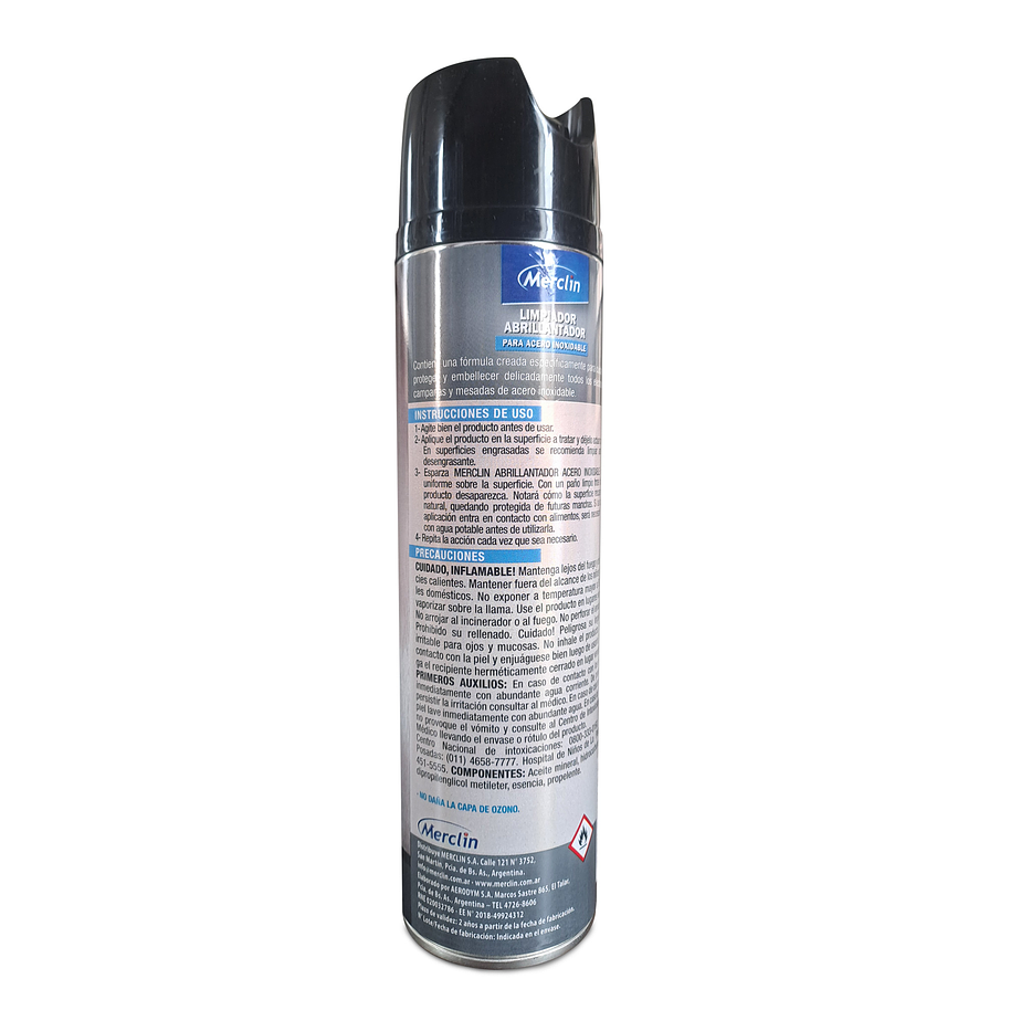 Limpiador abrillantador para acero inoxidable aerosol 360ml / Merclin 3