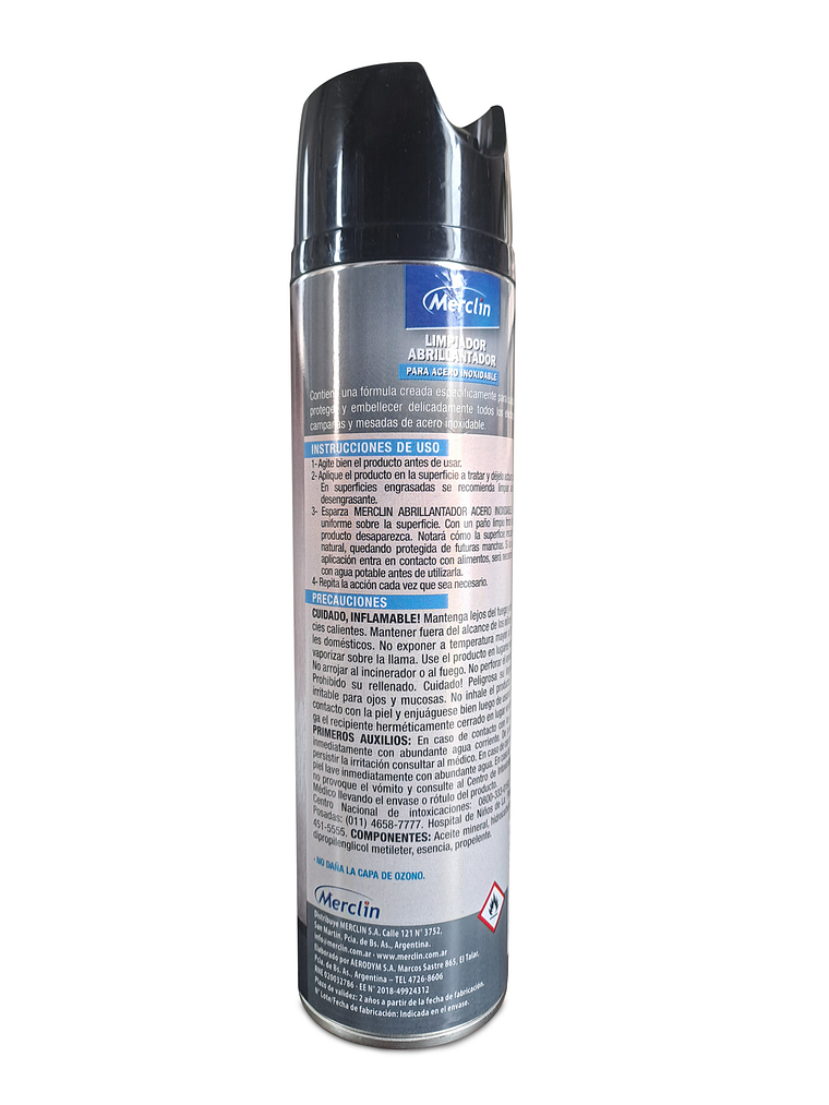 Limpiador abrillantador para acero inoxidable aerosol 360ml / Merclin 3