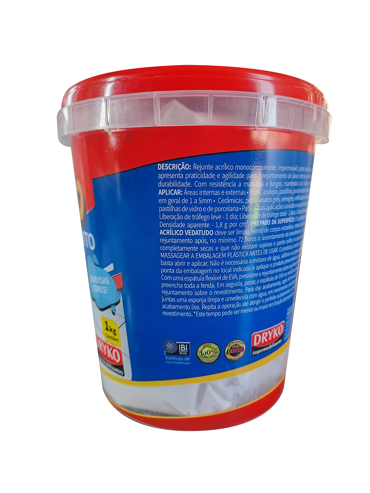 Rejunte acrílico Dryko Vedatudo para áreas internas e externas 1kg./ Blanco 4