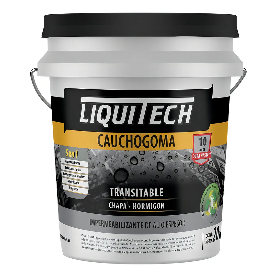 Pintura impermeabilizante sustentable y Transitable Caucho Goma Liquitech 4 Kg.   1