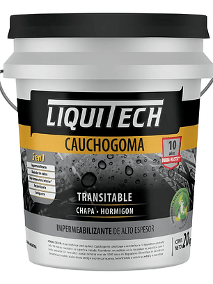 Pintura impermeabilizante sustentable y Transitable Caucho Goma Liquitech 4 Kg.  