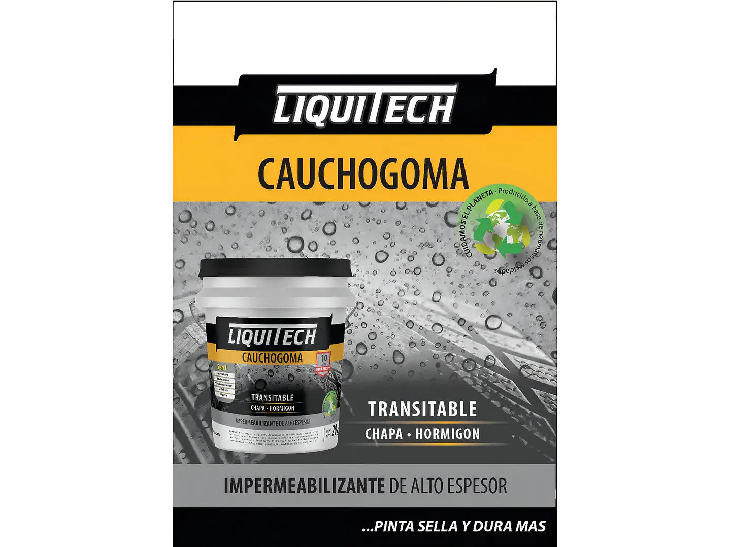 Pintura impermeabilizante sustentable y Transitable Caucho Goma Liquitech 4 Kg.   2