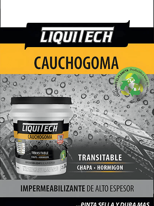 Pintura impermeabilizante sustentable y Transitable Caucho Goma Liquitech 4 Kg.  