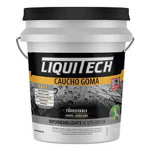 Pintura impermeabilizante sustentable y Transitable Caucho Goma Liquitech 4 Kg.  