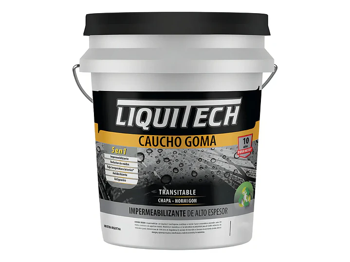 Pintura impermeabilizante sustentable y Transitable Caucho Goma Liquitech 4 Kg.   1