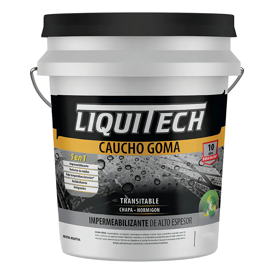 Pintura impermeabilizante sustentable y Transitable Caucho Goma Liquitech 4 Kg.   1