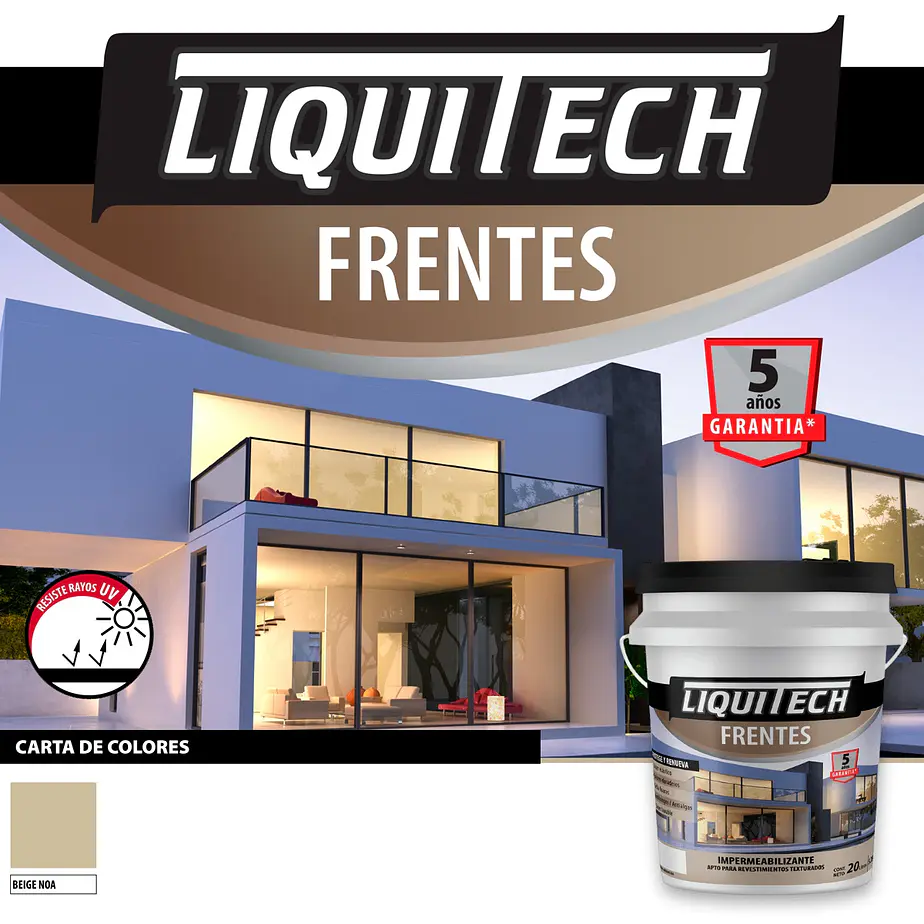 Impermeabilizante para frentes y muros Liquitech 4 Lts Colores 3