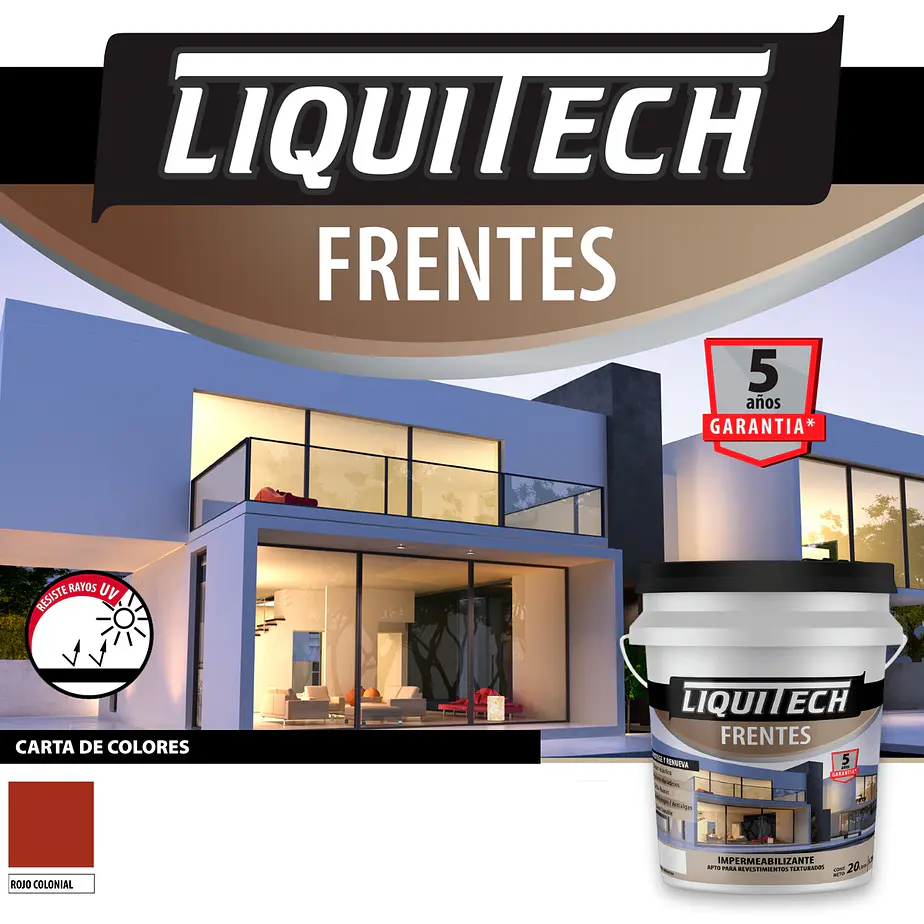 Impermeabilizante para frentes y muros Liquitech 4 Lts Colores 4