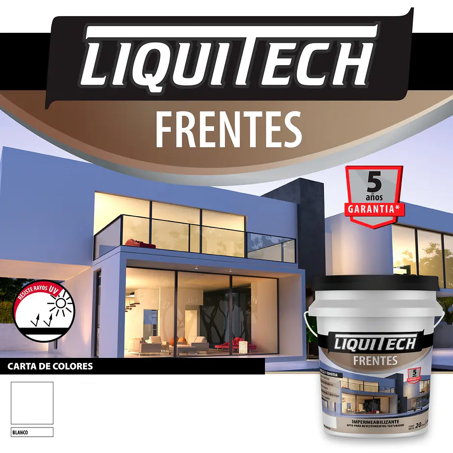 Impermeabilizante para frentes y muros Liquitech 4 Lts Colores 7
