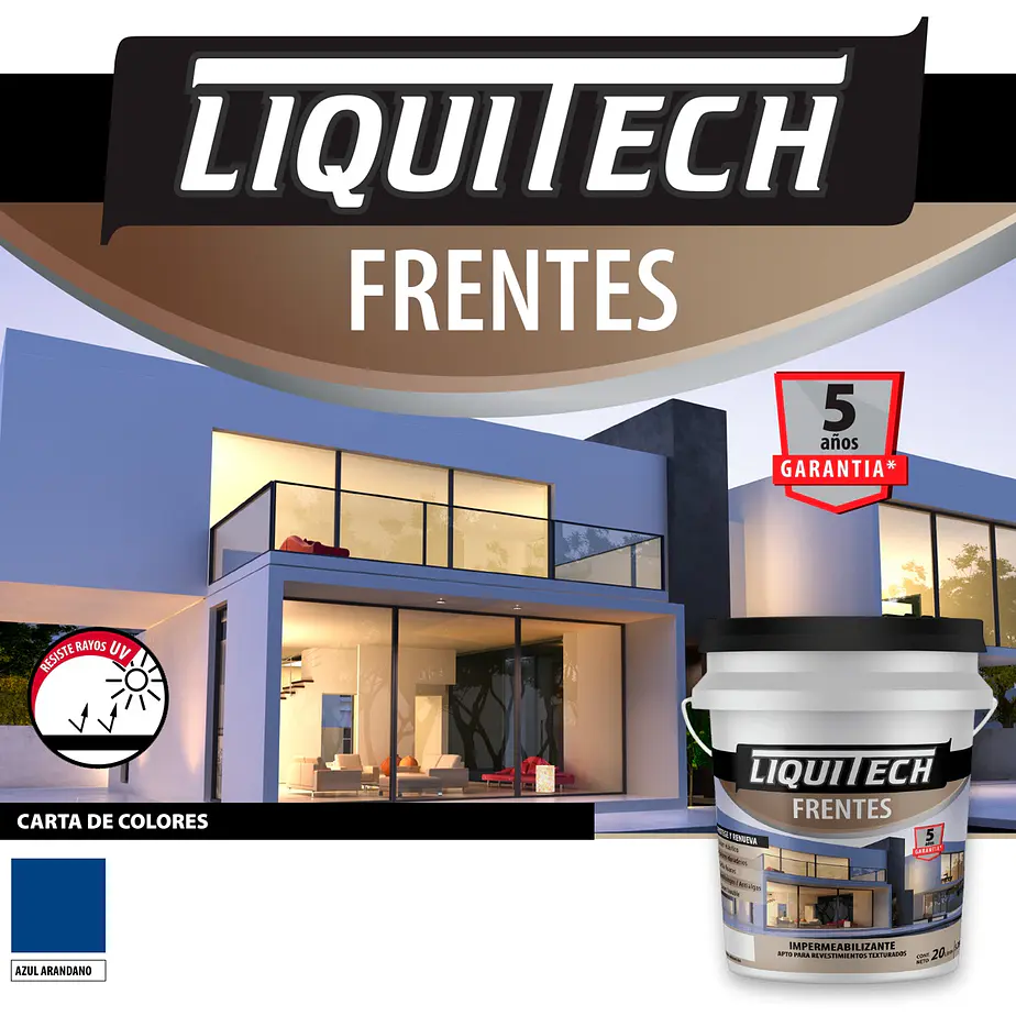 Impermeabilizante para frentes y muros Liquitech 4 Lts Colores 8