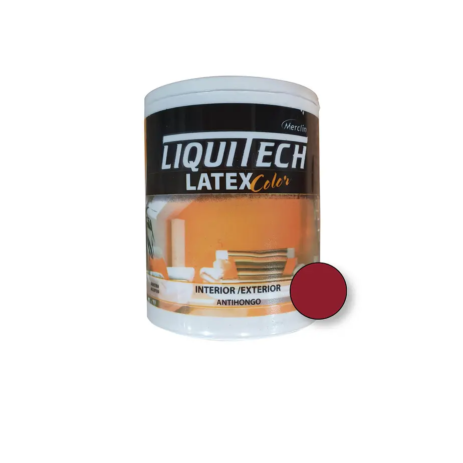 Latex Al Agua Color Interior - Exterior Antihongos Liquitech 1 Litro. Mate  9