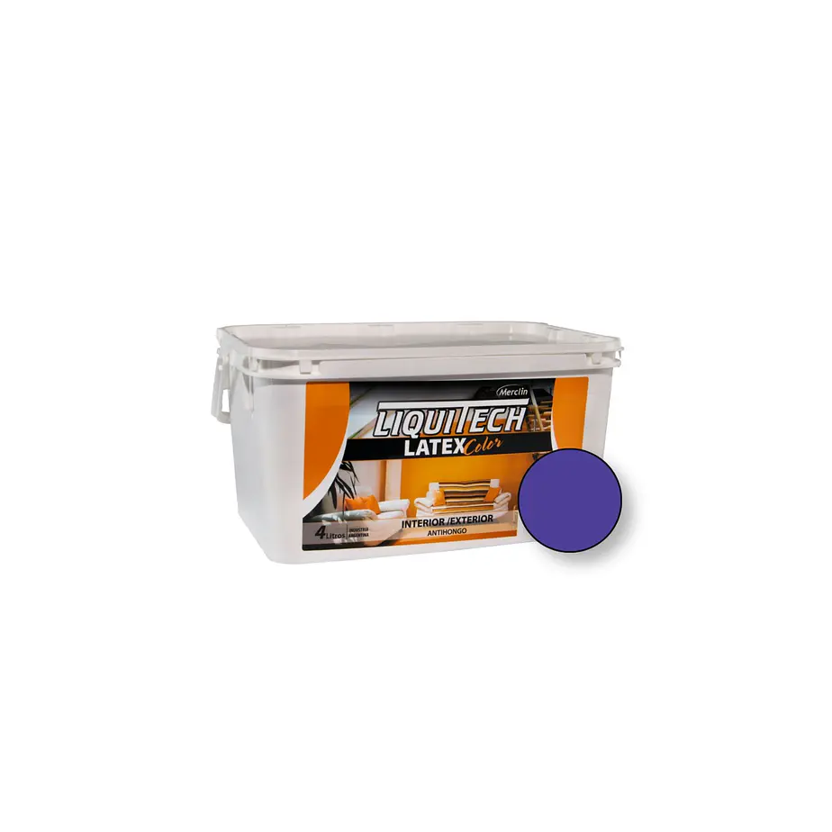 Latex Al Agua Color Interior - Exterior Antihongos Liquitech 4Litros. Mate  5